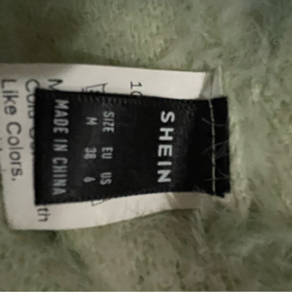 Fluffy Eyelash Green Cropped Bishop Sleeve Cardigan - Picture 5 of 7